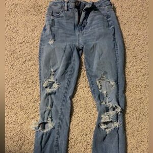 American Eagle Outfitters Light Blue Ripped Skinny Jeans
